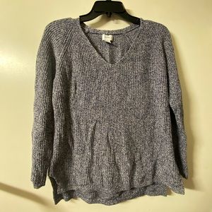 Medium Old Navy Knit Navy Blue & White V Cut Sweater